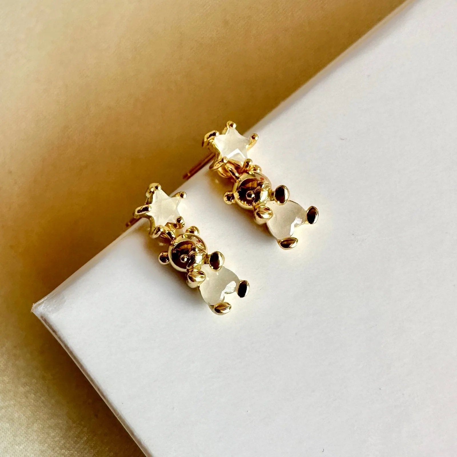 18K Gold Plated Teddy Star Studs