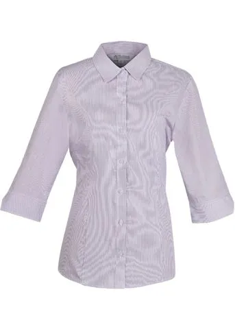 2900T Aussie Pacific Ladies Henley Striped 3/4 Sleeve Shirt