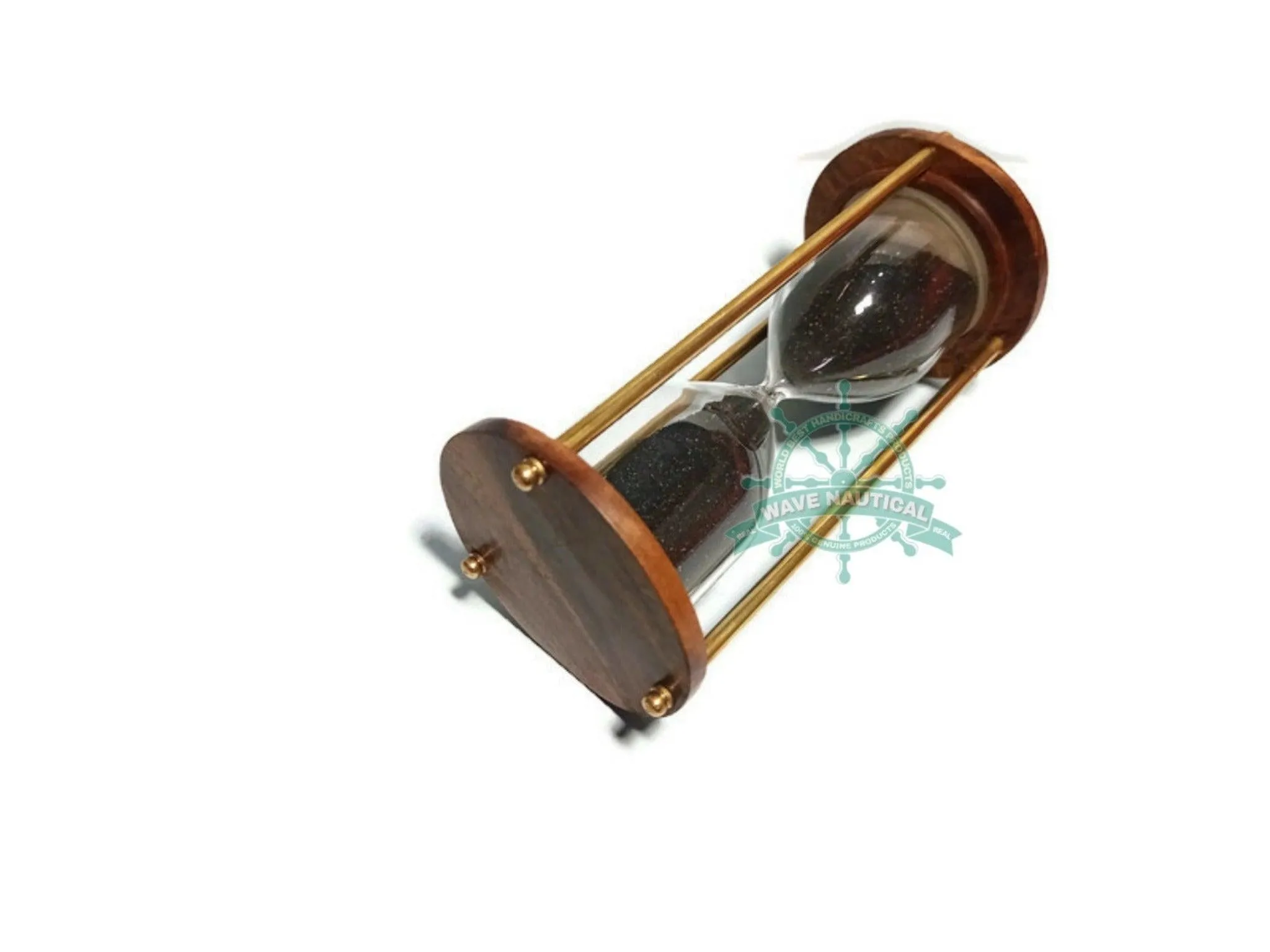 5 Minutes Brass and Wood Sand Timer Hourglass