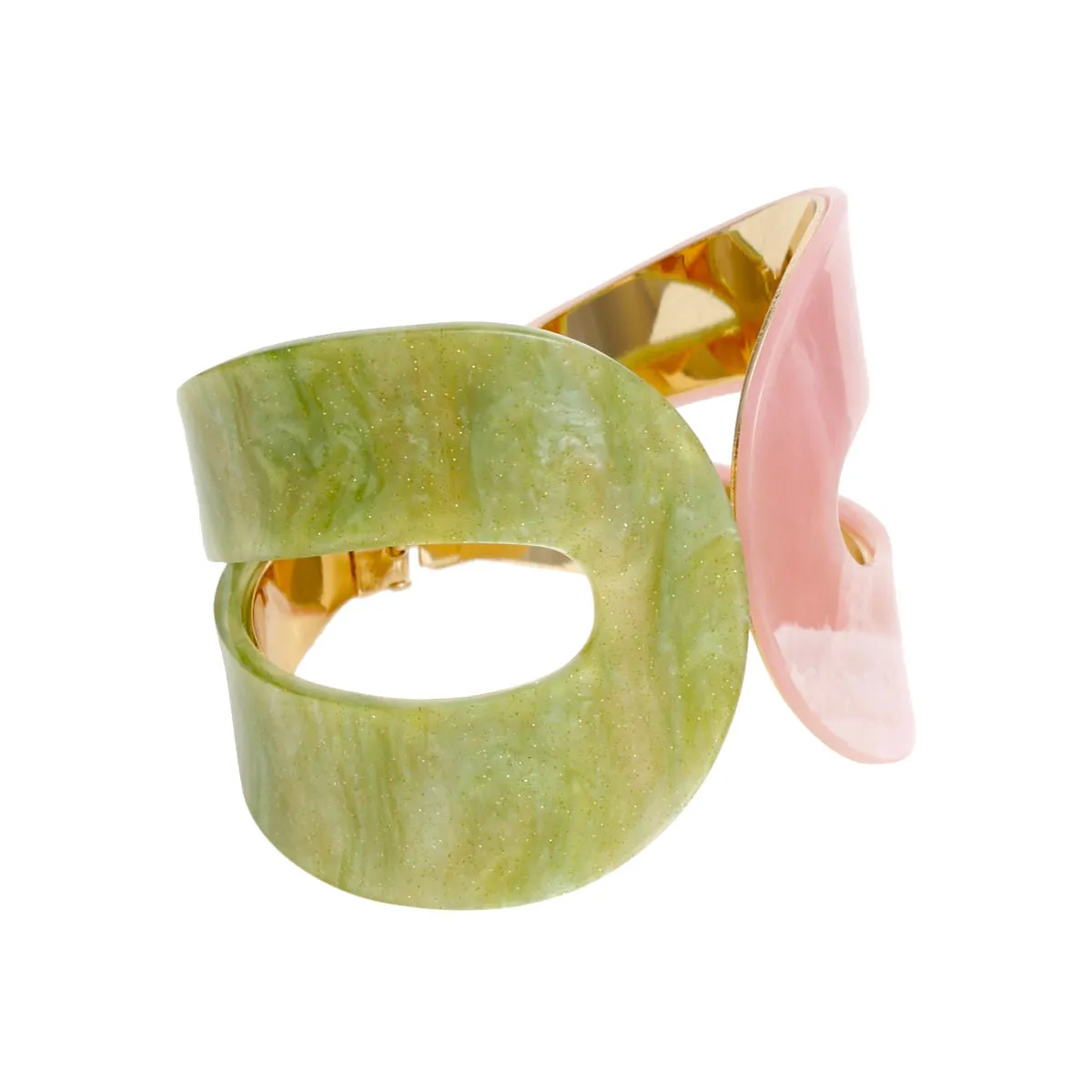 AKA Marbled Pink and Green Alpha Kappa Alpha Inspired Hinge Cuff Bracelet