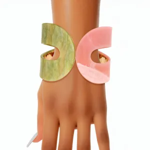 AKA Marbled Pink and Green Alpha Kappa Alpha Inspired Hinge Cuff Bracelet