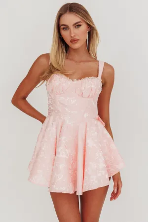 All To You Jacquard Bow Romper Pink