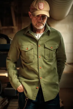 &SONS Lichen Moleskin Shirt Army Green