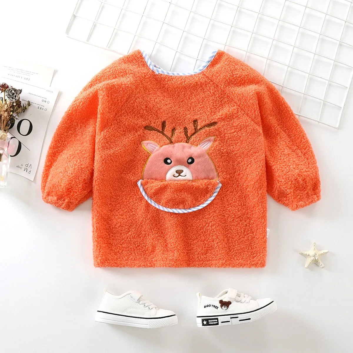 Autumn and winter waterproof teddy velvet overcoat baby anti-wear cute outer coat