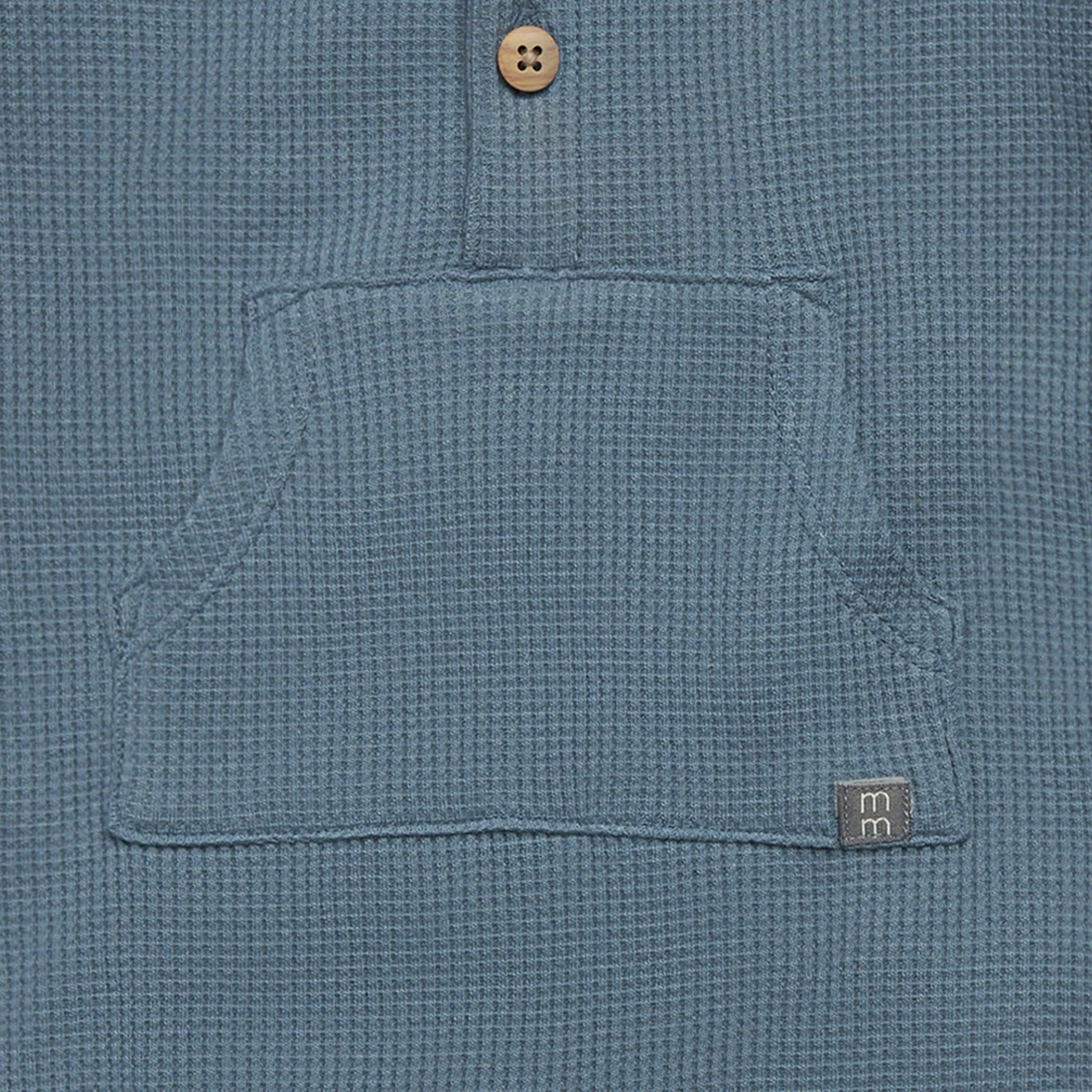 Baby Boys Medium Blue Kangaroo Pocket Waffle Romper