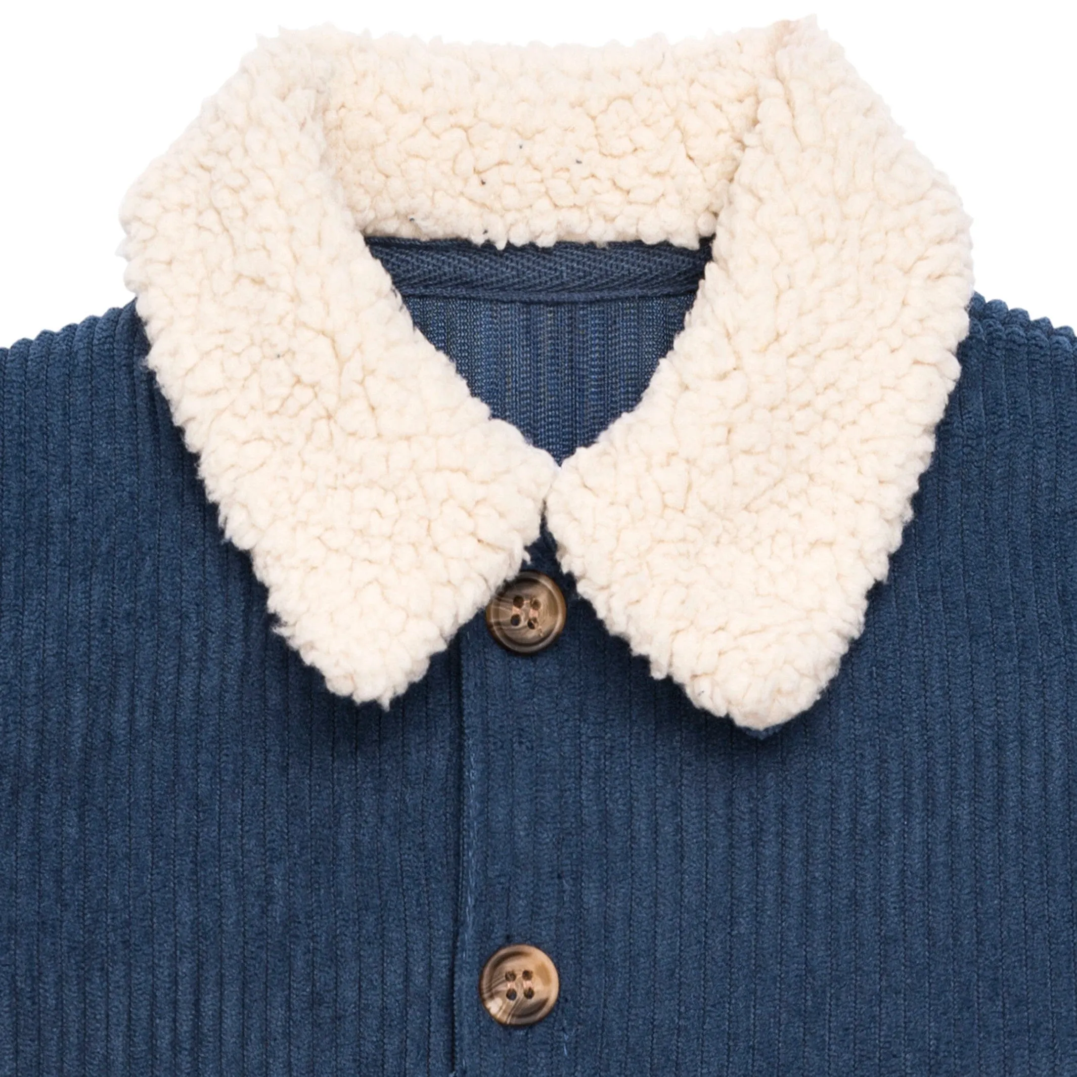 Baby Boys Navy Sherpa Collar Corduroy Romper