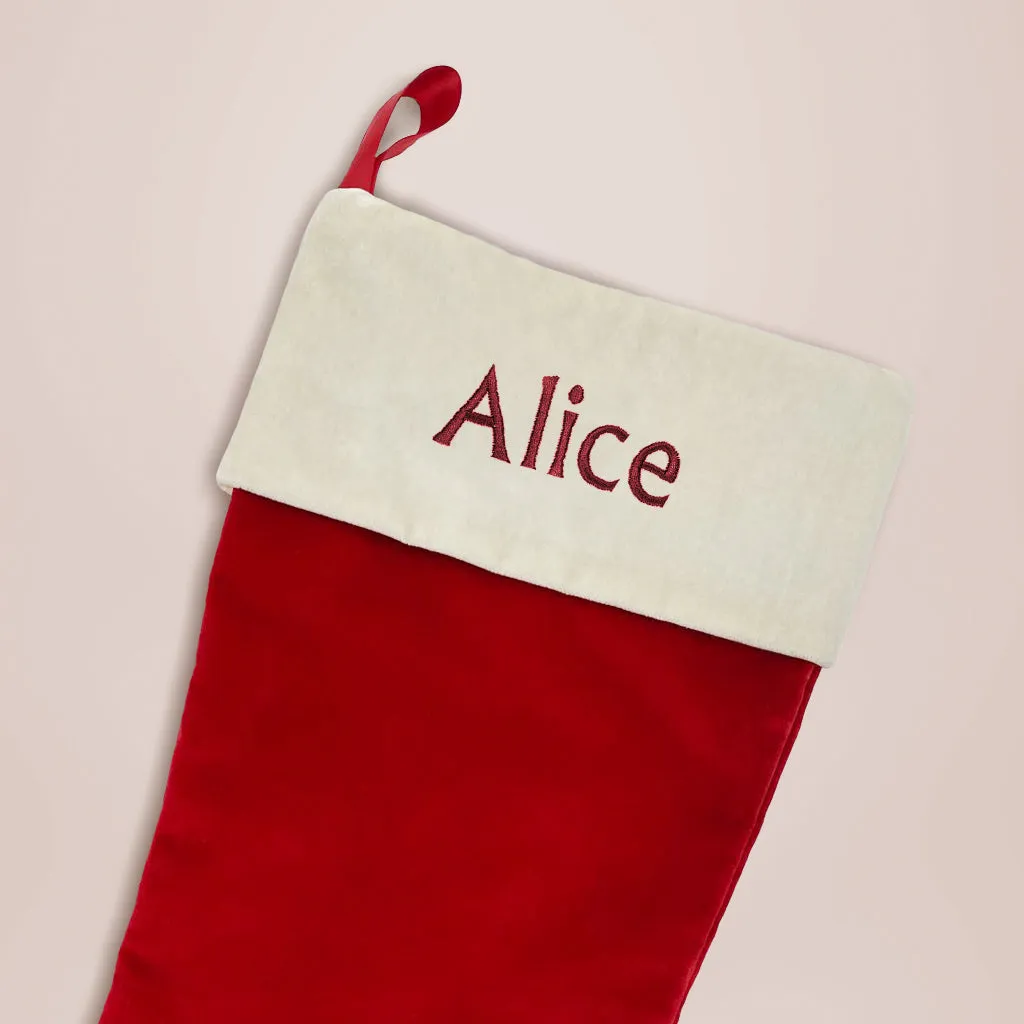 Bertie Bear’s Personalised Christmas Stocking in Red