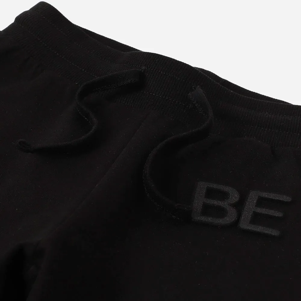 Black Benetton Embossed Regular Fit Joggers