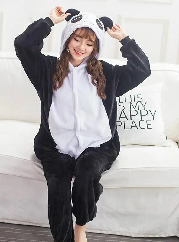 BLACK PANDA COSTUME PAJAMAS SLEEPWEAR ONESIE