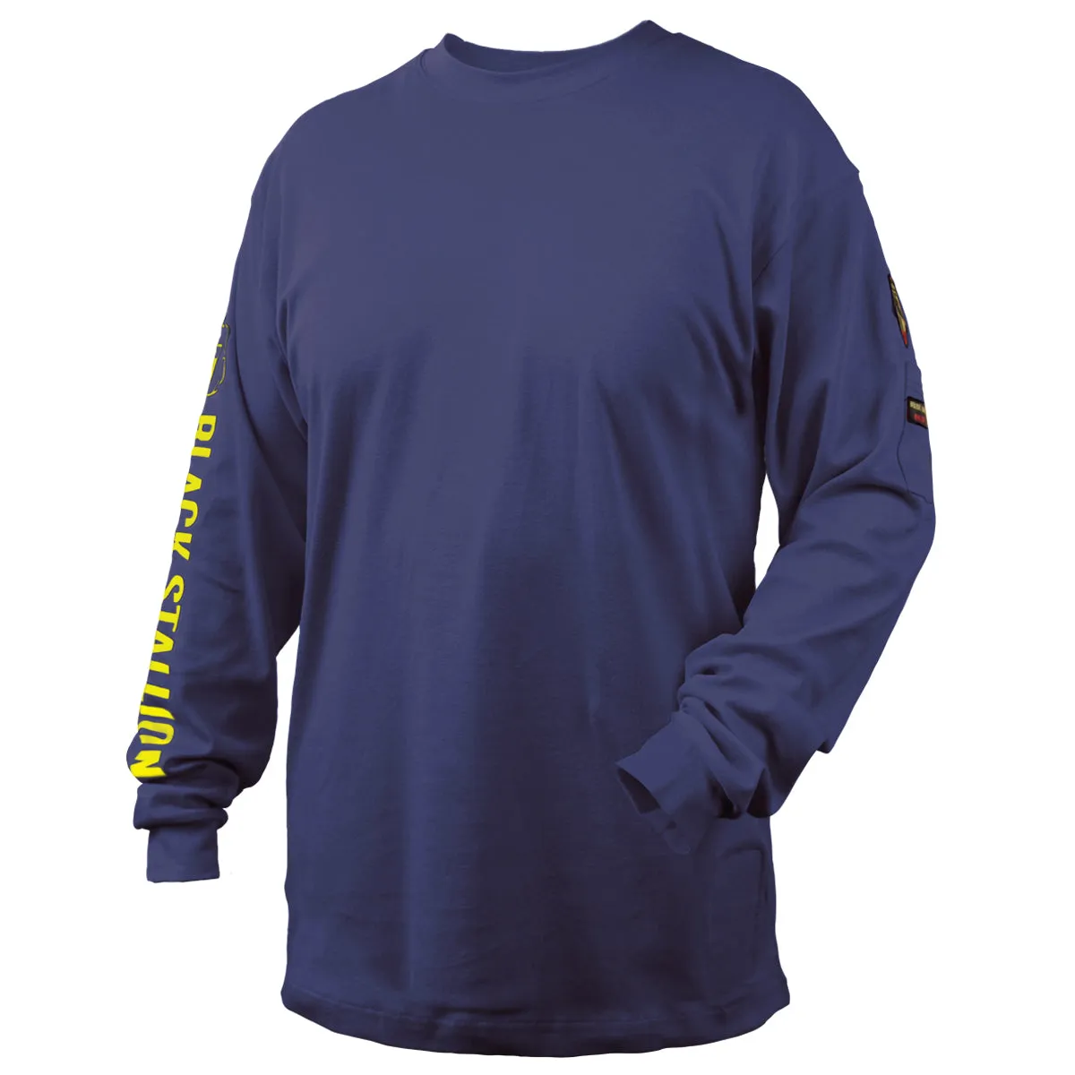 Black Stallion FR Cotton Knit 7 oz Long-Sleeve T-Shirt, Navy - TF2510-NV