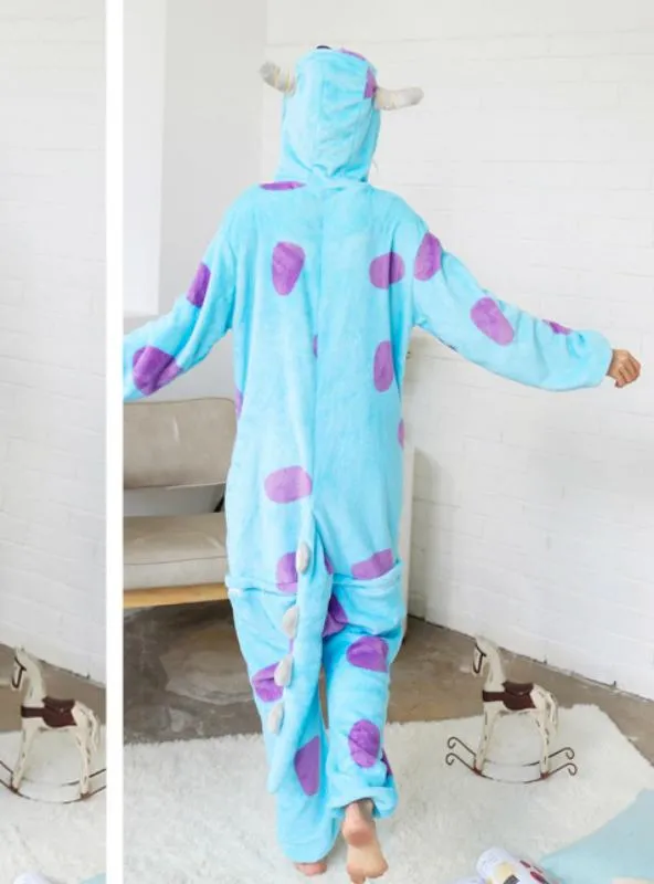 BLUE CUTE CARTOON CONJOINED PAJAMAS SULLIVAN BLUE COW