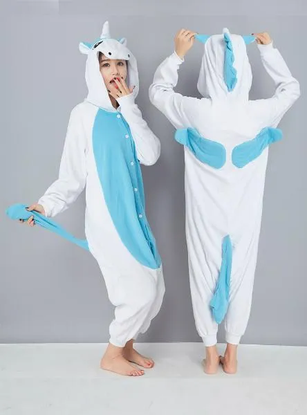 BLUE  UNICORN COSTUME WINTER WARM SLEEPWEAR