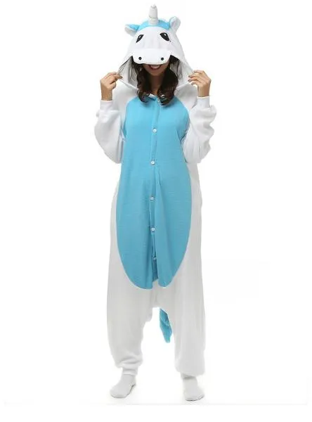 BLUE  UNICORN COSTUME WINTER WARM SLEEPWEAR