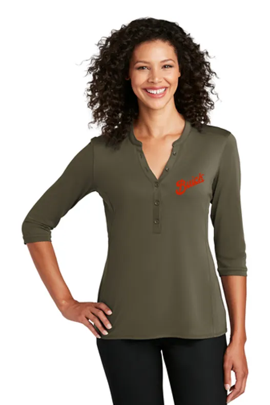 Buick SCRIPT Ladies Henley Shirt