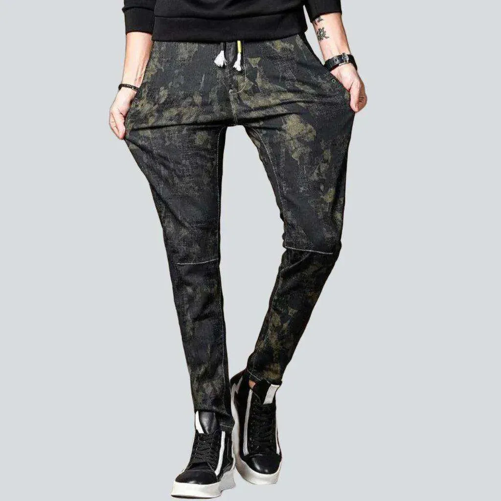 Camouflage print men's denim joggers