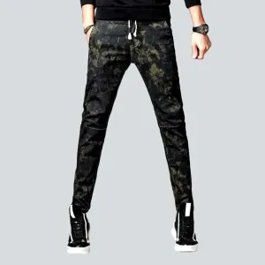 Camouflage print men's denim joggers