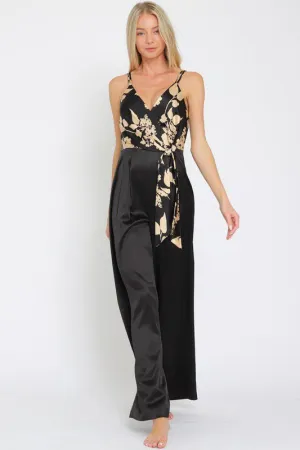 Contrast Floral Jumpsuit