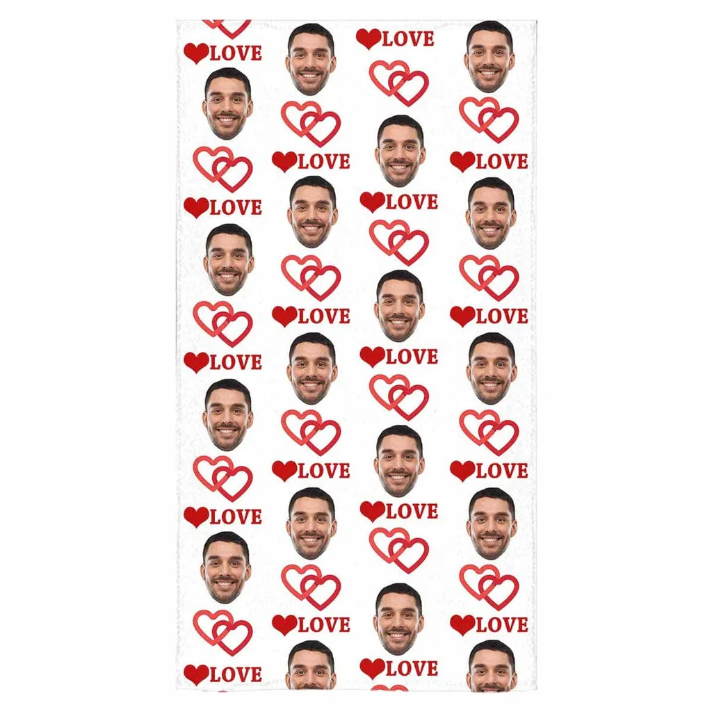 Custom  Face Beach Towel-Heart Love