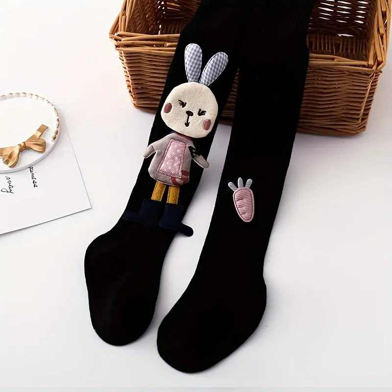 Cute 3D Rabbit Footed Pantyhose Comfy Girls Leggings for Winter