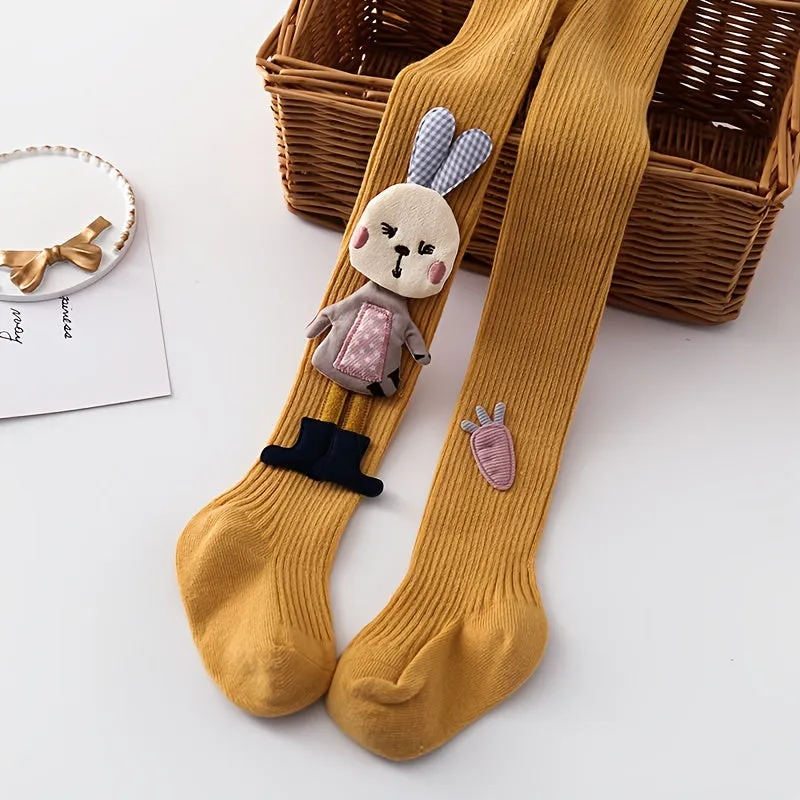 Cute 3D Rabbit Footed Pantyhose Comfy Girls Leggings for Winter