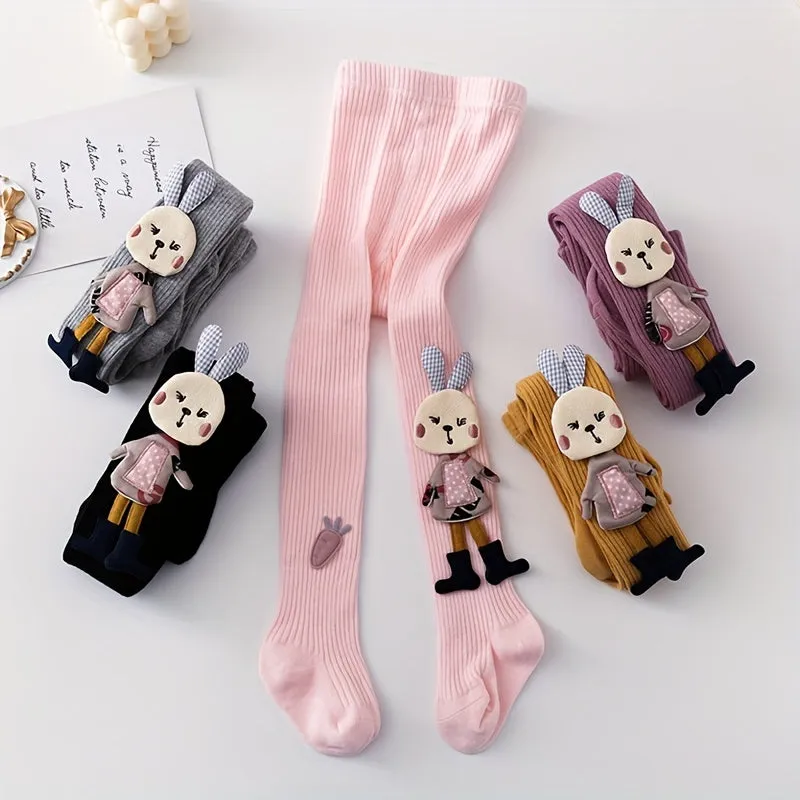 Cute 3D Rabbit Footed Pantyhose Comfy Girls Leggings for Winter