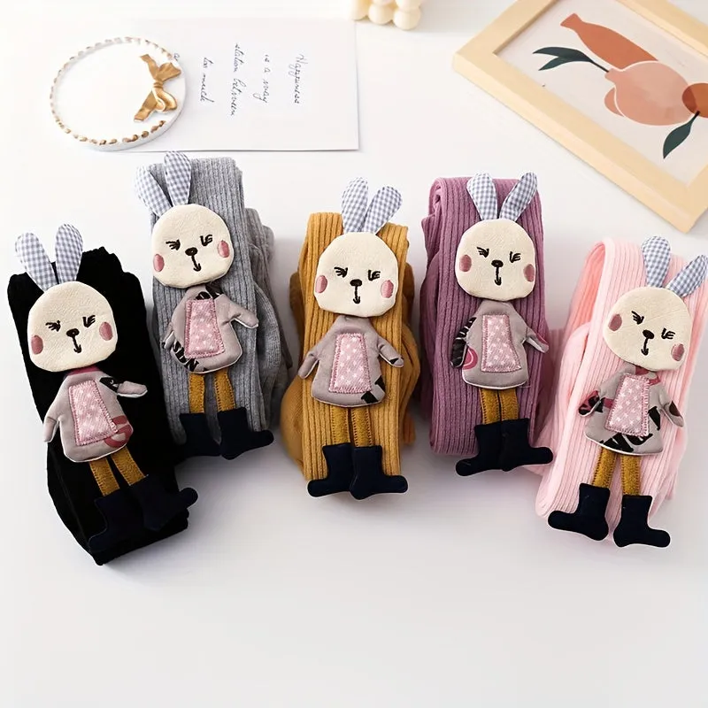 Cute 3D Rabbit Footed Pantyhose Comfy Girls Leggings for Winter