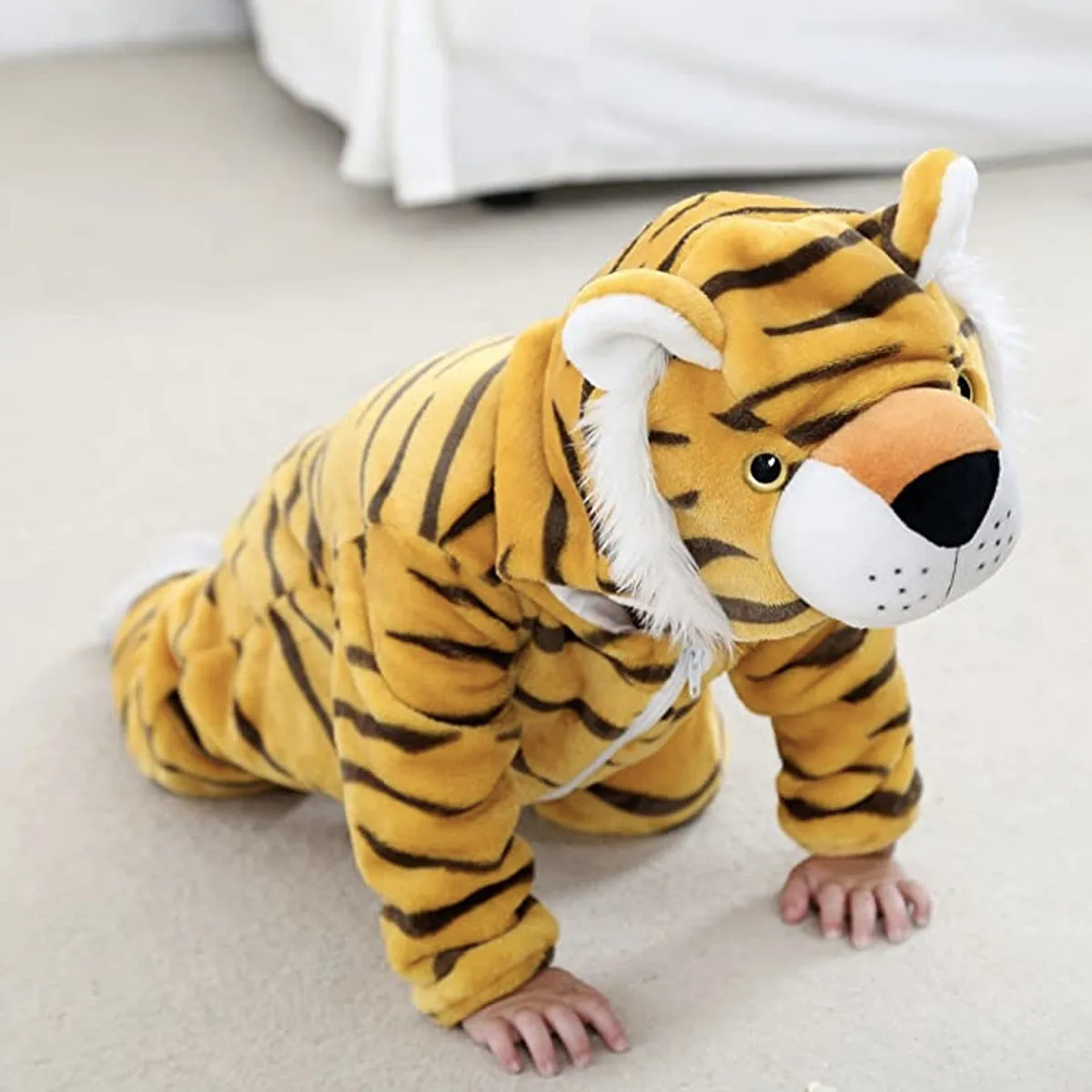 Fancydresswale Unisex Baby Flannel Jumpsuit Tiger Style Cosplay Clothes Bunting Outfits Snowsuit Hooded Romper Outwear (Tiger)