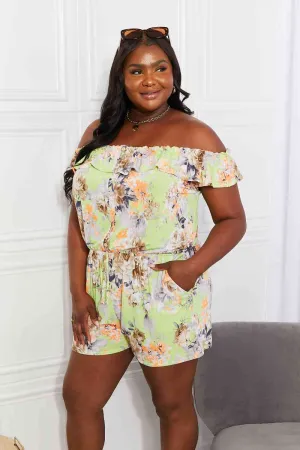 Full Size Pure Delight Floral Off-Shoulder Romper