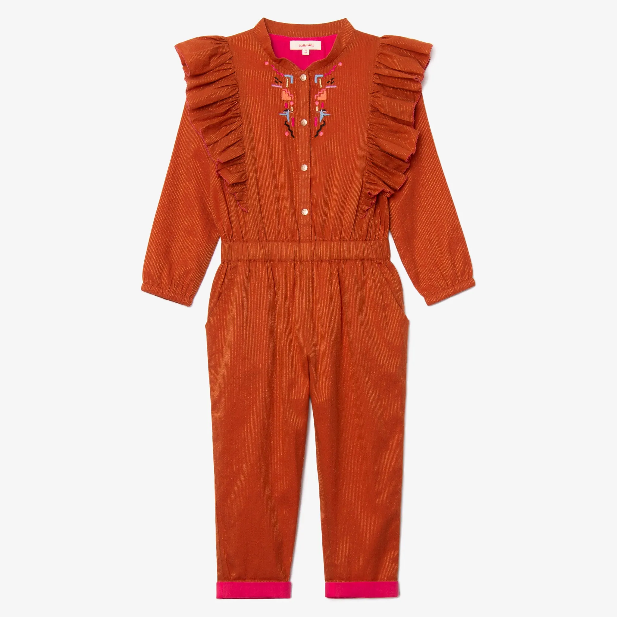 Girl lurex embroidered jumpsuit