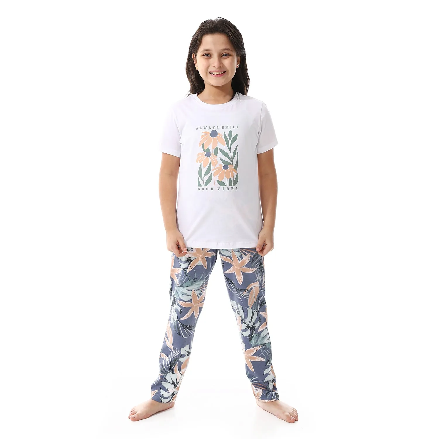 Girl's Summer Pajama , Soft and Comfy - Indigo