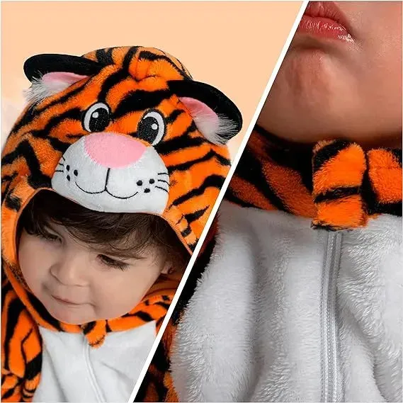 Halloween Unisex Toddler Tiger Outfit One-piece Zip-up Pajama