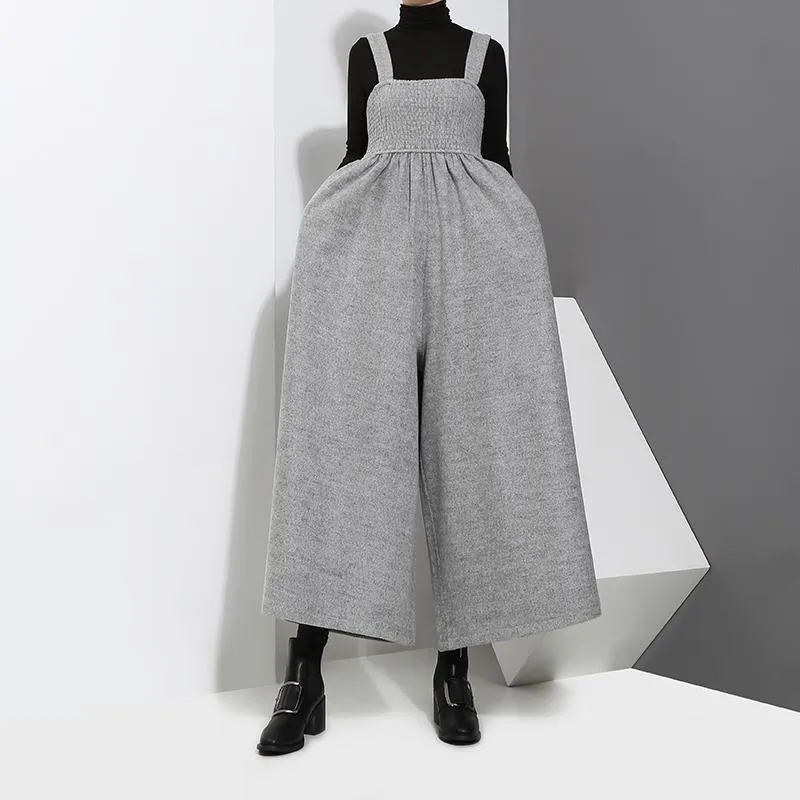 Jucee Wide Leg Overalls - Gray