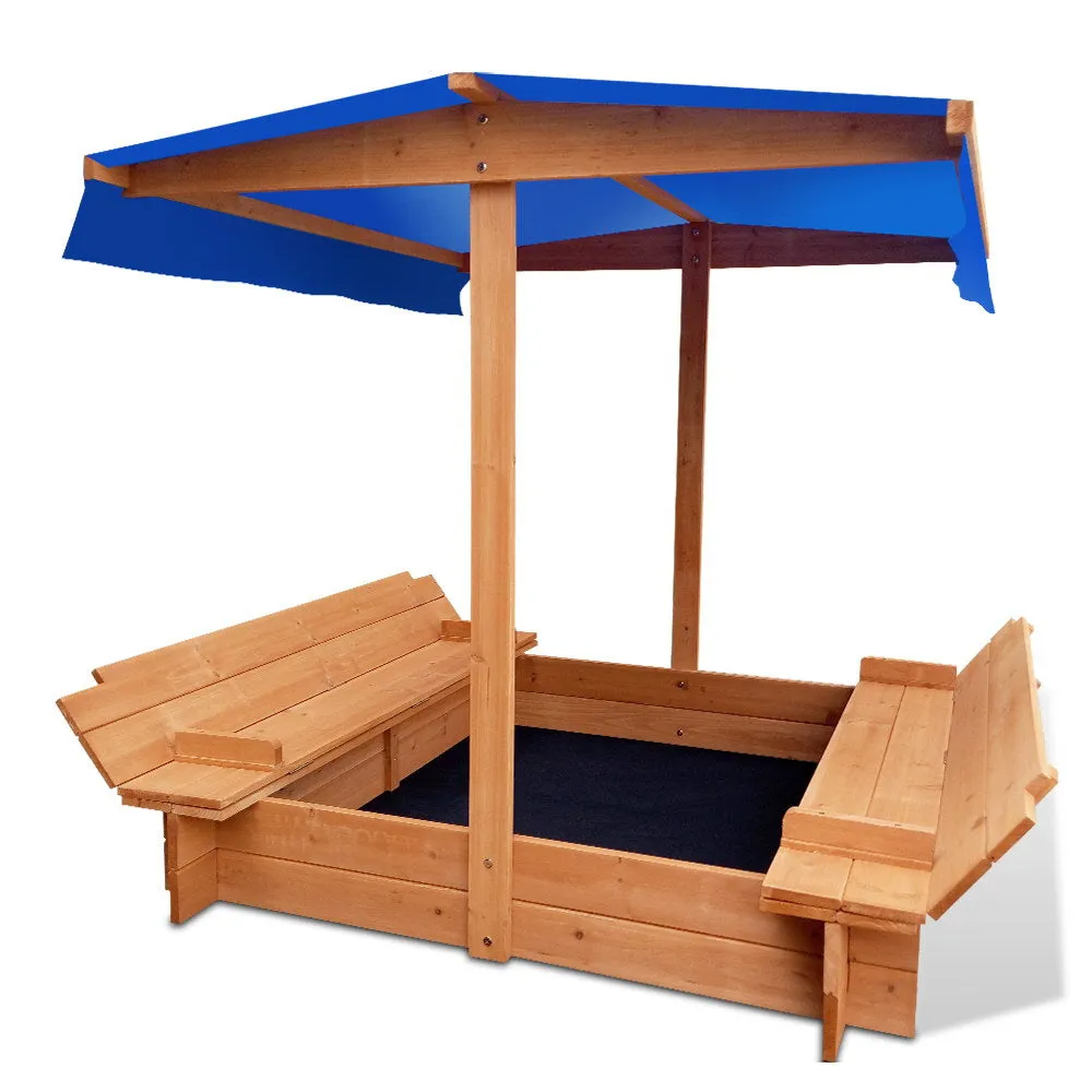 Kids Wooden Sandbox with Canopy and Cover, 120cm | Keezi