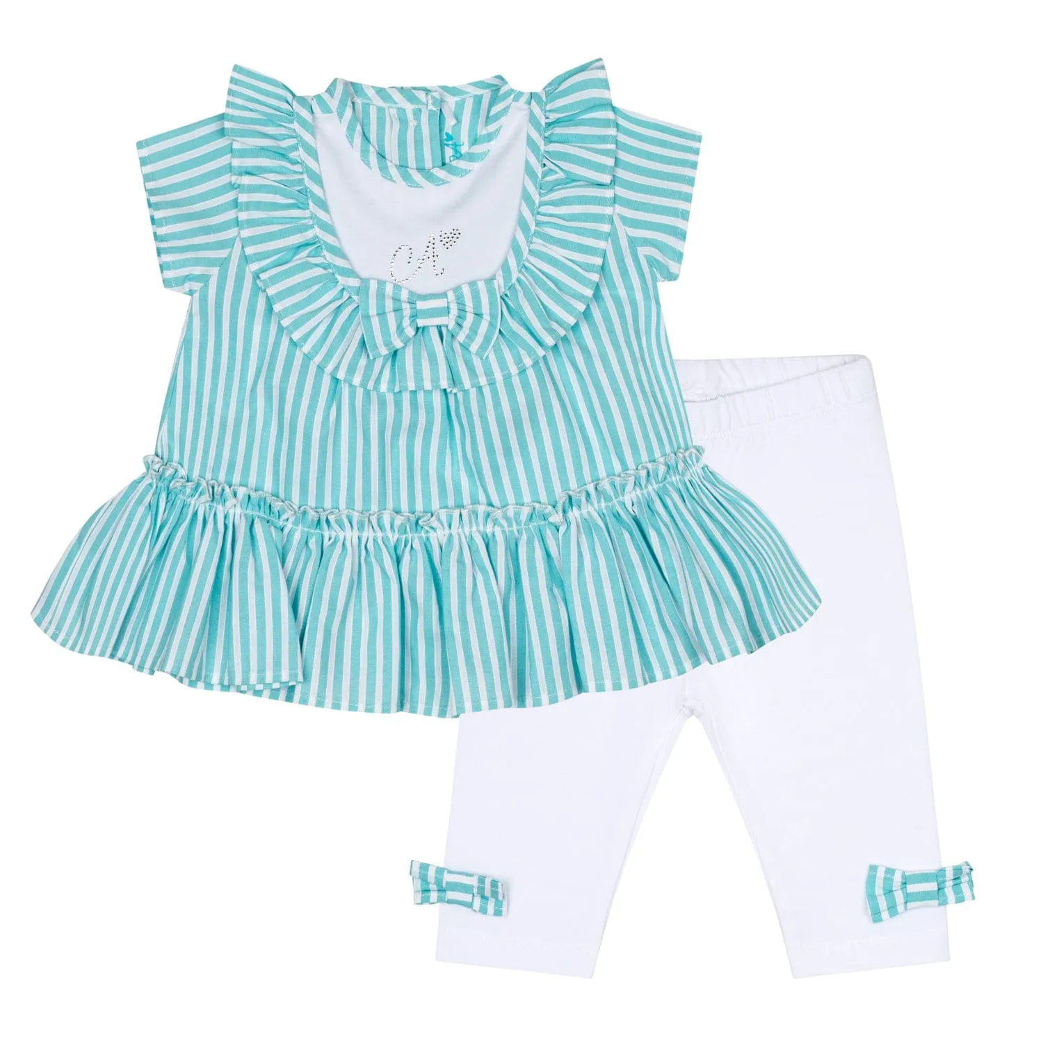 LITTLE A - Kristie Little Fish Seersucker Legging Set - Aruba Blue