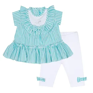 LITTLE A - Kristie Little Fish Seersucker Legging Set - Aruba Blue