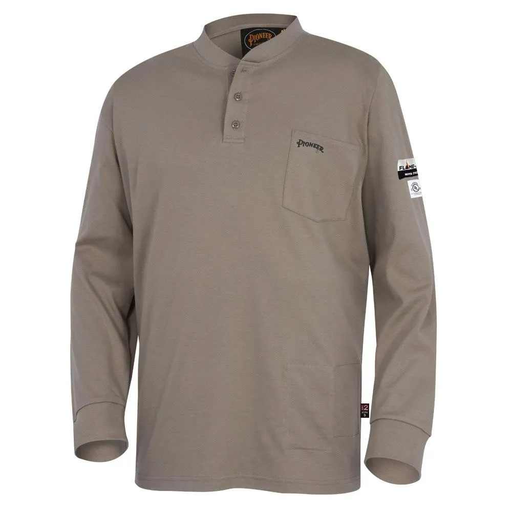 Long-Sleeved Shirt - Pioneer 100% Cotton Flame Resistant Interlock 7 oz. Henley Shirt, 331 / 332