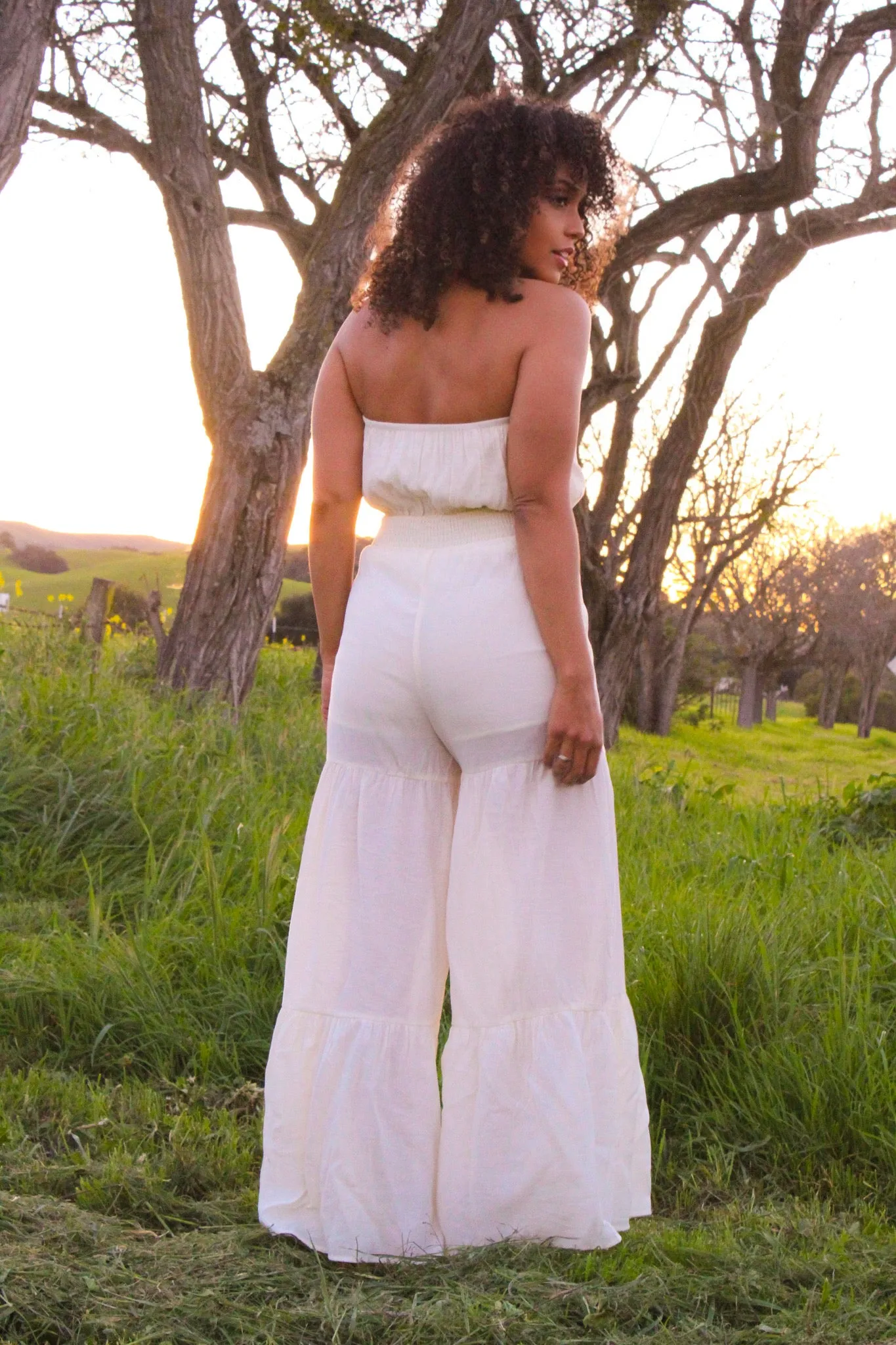 Look Into the Sun Strapless Jumpsuit - Cream