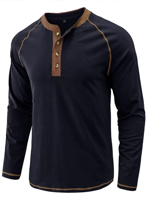 Men's Thermal Henley Trim T Shirt