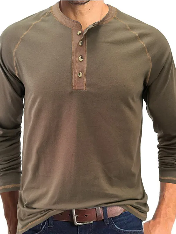 Men's Thermal Henley Trim T Shirt