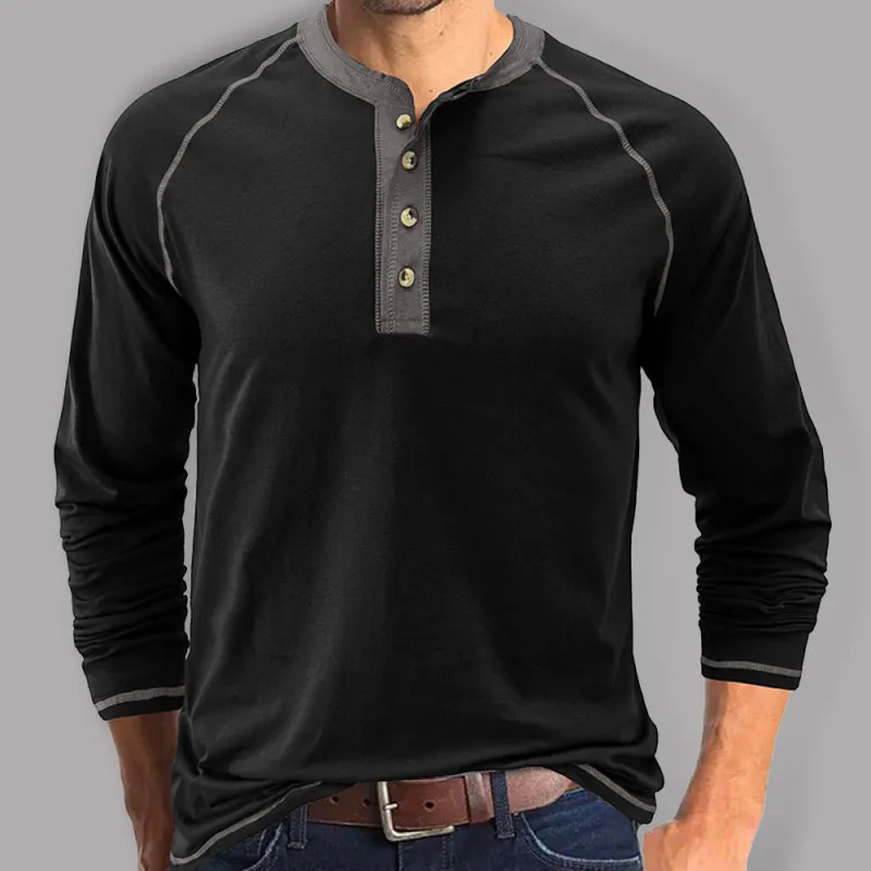 Men's Thermal Henley Trim T Shirt