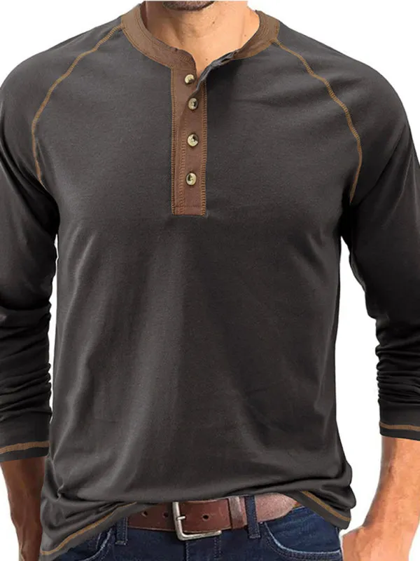 Men's Thermal Henley Trim T Shirt