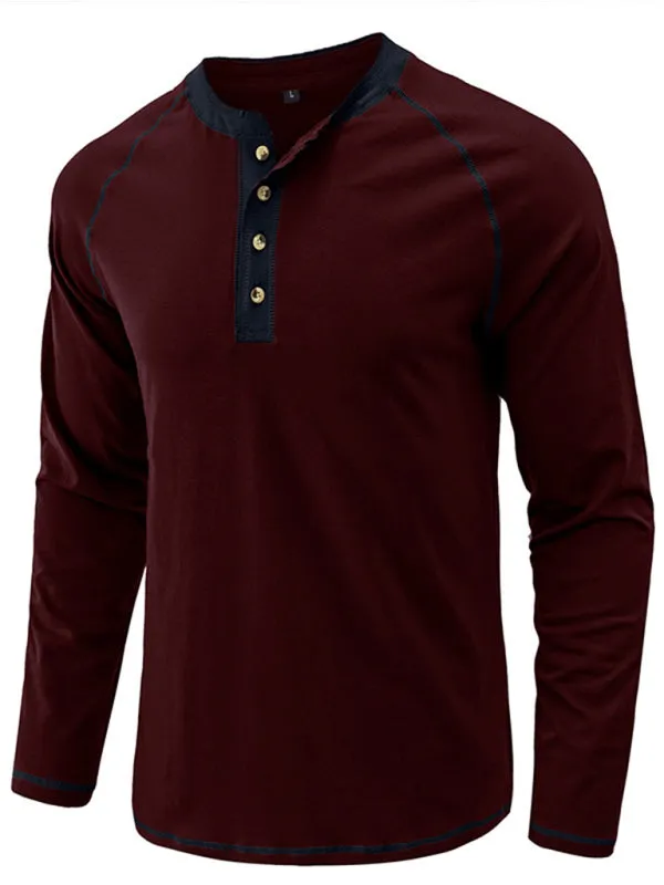 Men's Thermal Henley Trim T Shirt