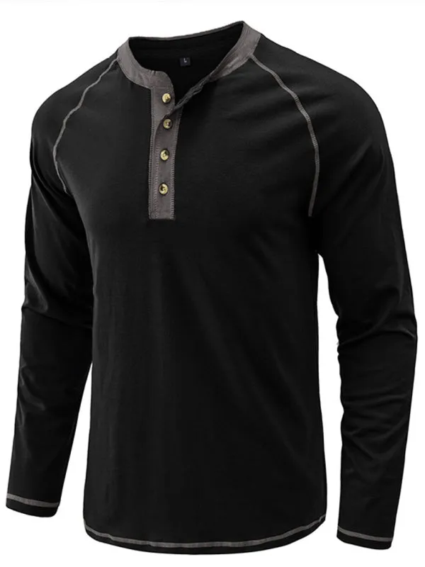 Men's Thermal Henley Trim T Shirt