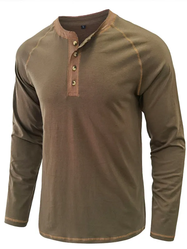 Men's Thermal Henley Trim T Shirt