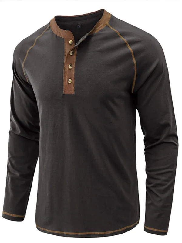 Men's Thermal Henley Trim T Shirt