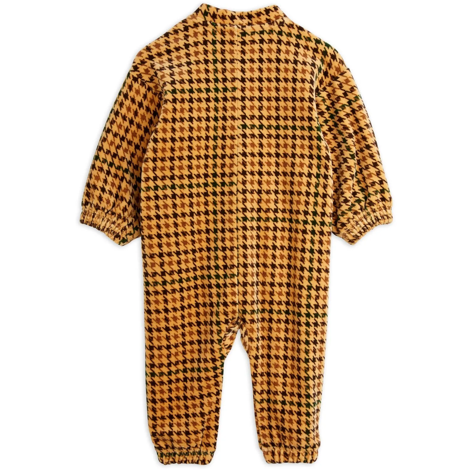 Mini Rodini Beige Dog Houndstooth Aop Velour Jumpsuit Baby