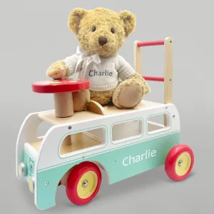 Personalised Wooden Camper Van & Bernard Bear