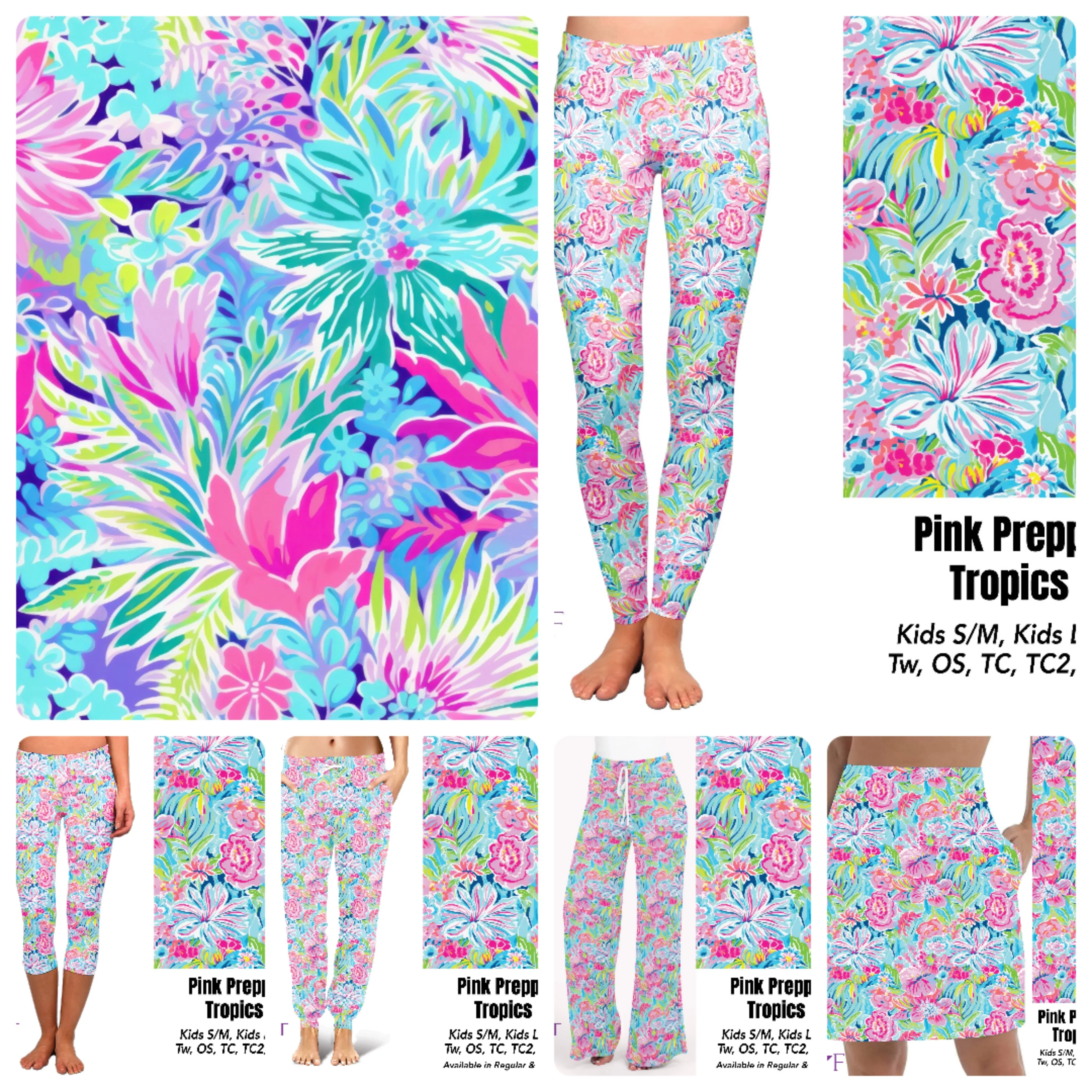 Pink Preppy Tropics capris with pockets