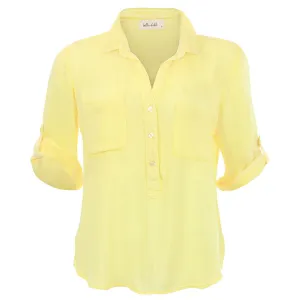 Placket Henley Pullover in Yellow Daffodil