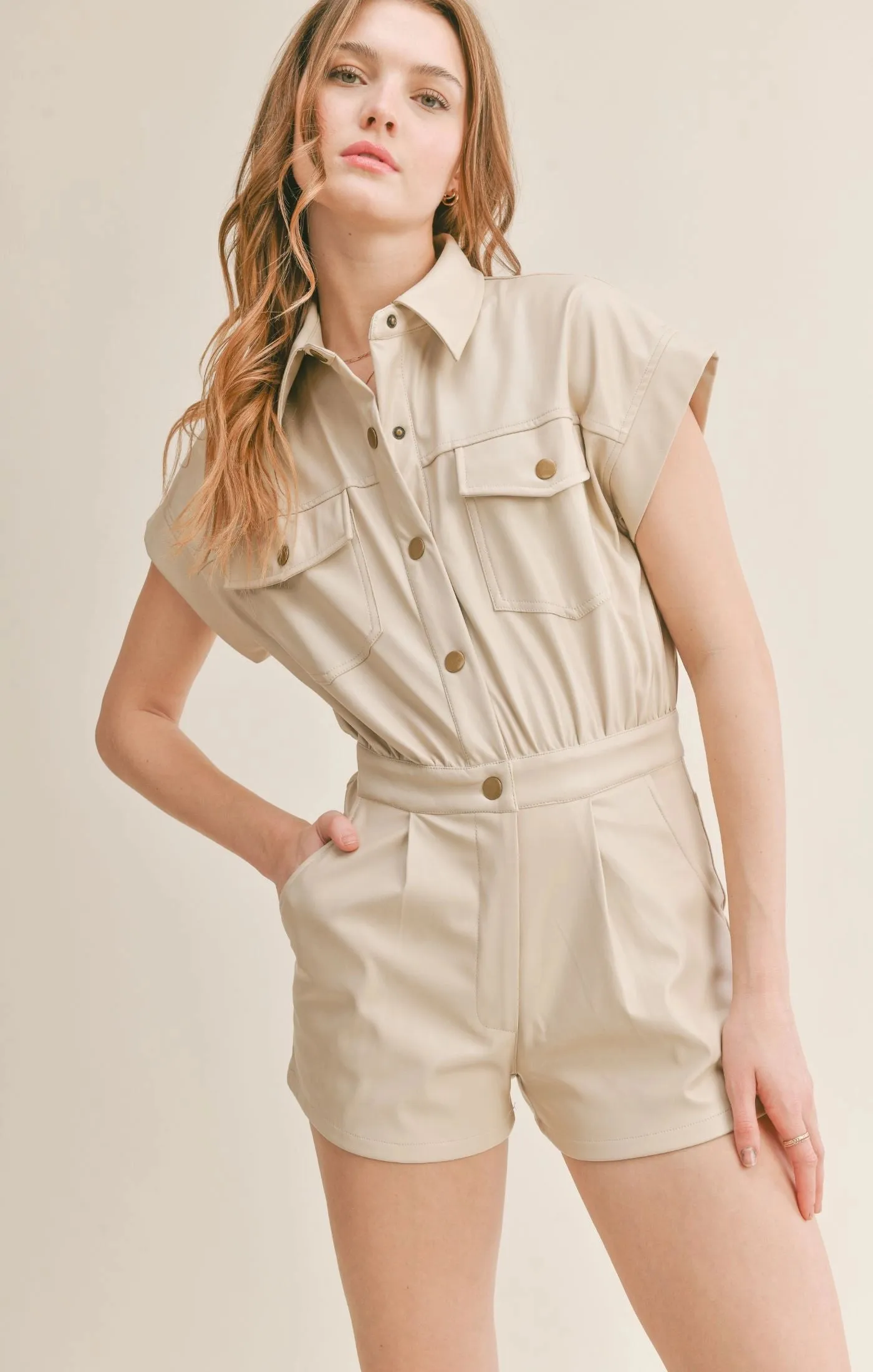 Sadie & Sage Hidden Gem PU Leather Romper